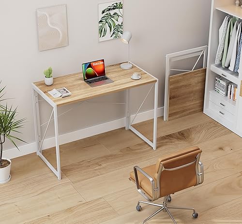 Miniatura 27 de Coavas Escritorio plegable pequeño de 39.4 pulgadas, escritorio de computadora plegable que ahorra espacio para dormitorio, oficina en casa,