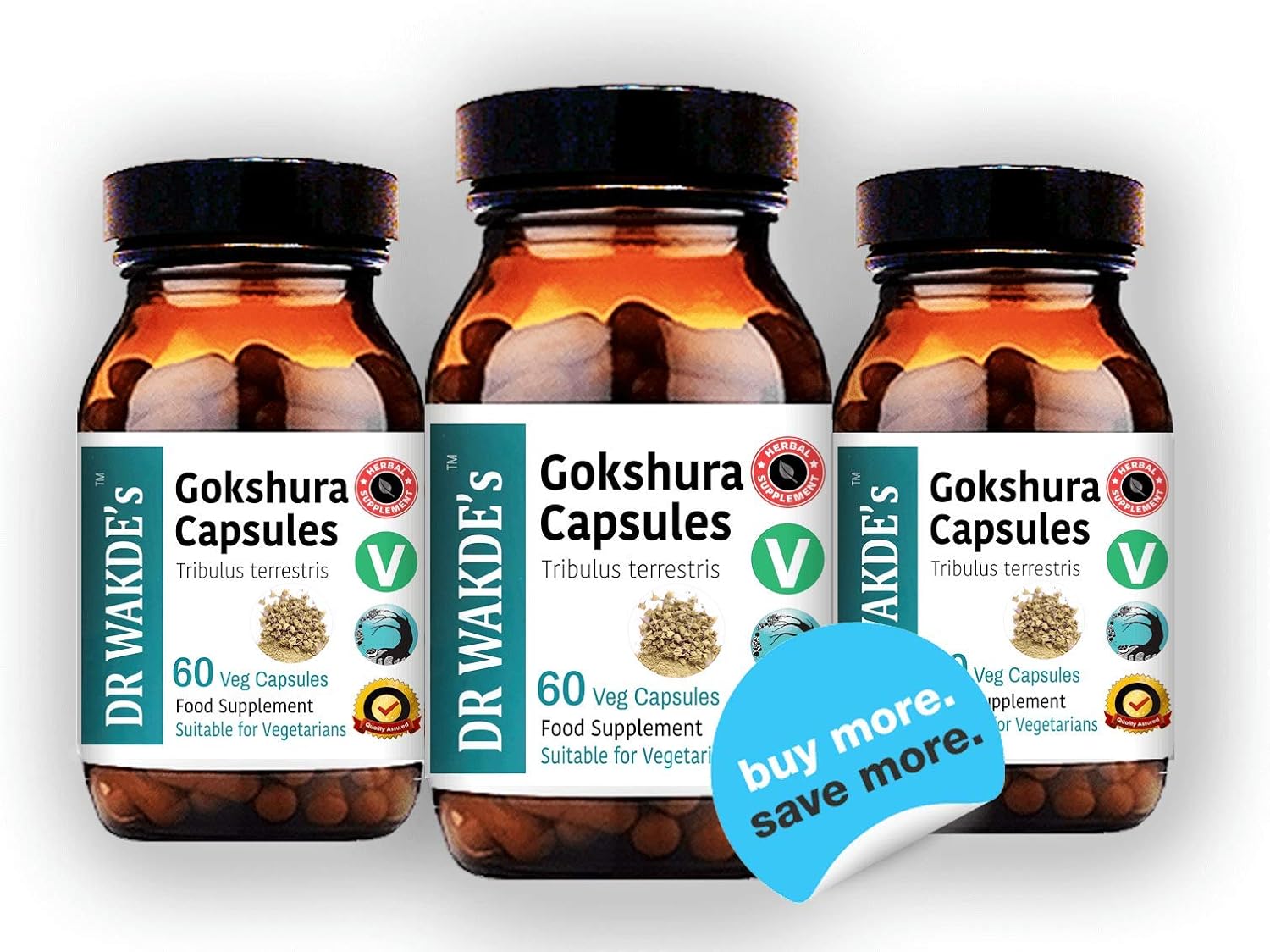 DR WAKDE's Gokshura Capsules (Tribulus terrestris) - 60 Veg Caps | 100% Pure, All-Natural Supplement | Vegan, Plant-Based, Supports Vitality and Urinary Health