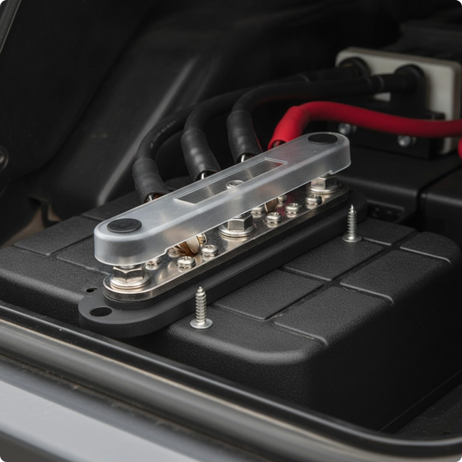 Colectora con Cubierta Ampliable | Protector, Bloque Terminales con Tornillos, para Botes, Rojo