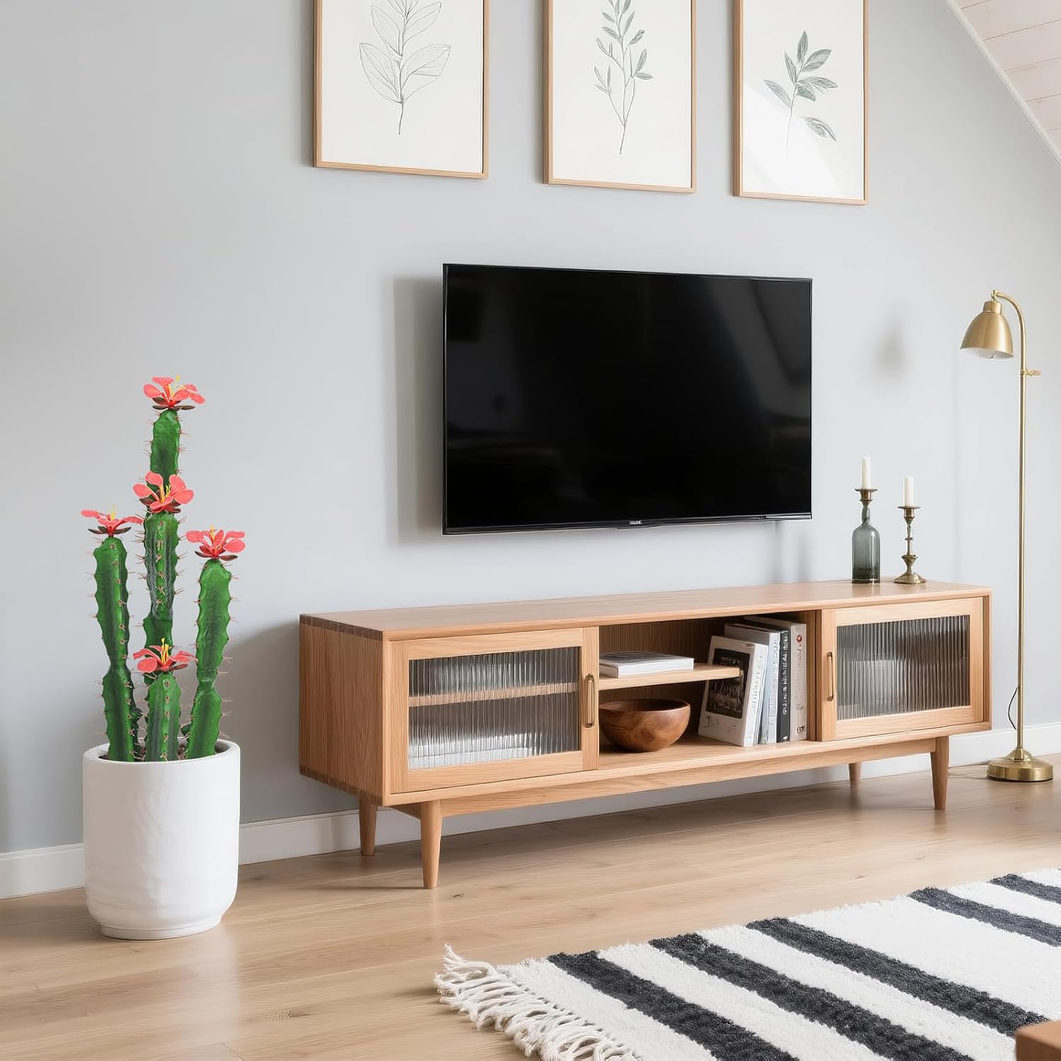 30inch Fake Cactus with Red Flowers, Faux Desert Cacti Fake Cactus Plant, Lagre Artificial Succulents Plants for Indoor and Outdoor Home Office Decor