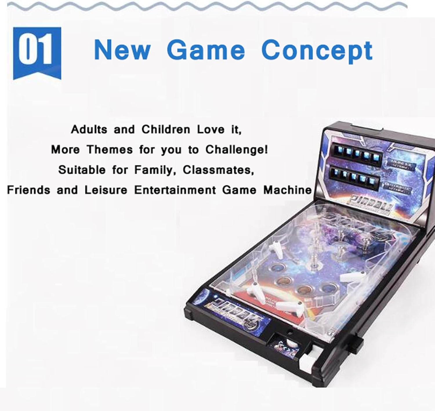 Electronic Super Pinball Game Children's The Space Age Pinball Game Desktop Pinball Machine with Scorer and Light Music for Family Activities Parent Child Interactive