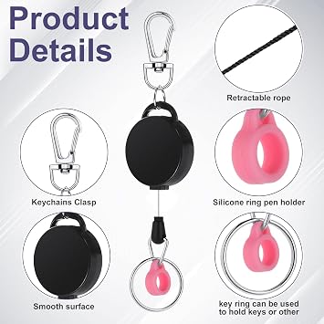 Geyoga 6 Pcs Retractable Pen Holders Retractable Badge Reel with Pen Pencil Clips for Lanyard Nurses ID Badge Doctor Teacher Student Employee Office Medical Workers Supplies