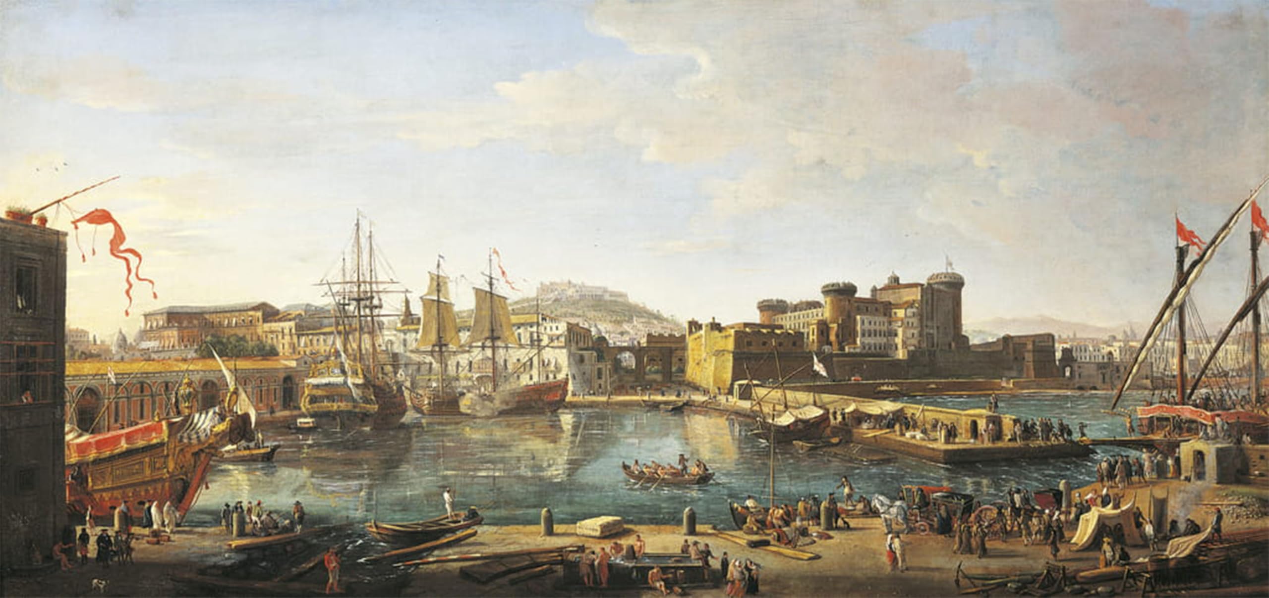 ARTXLXXBN Famous Painting Art Wall Decor Abstract Art Picture Docklands in Naples by Gaspar Van Wittel Animal Pictures for Home Decor 60x90cm
