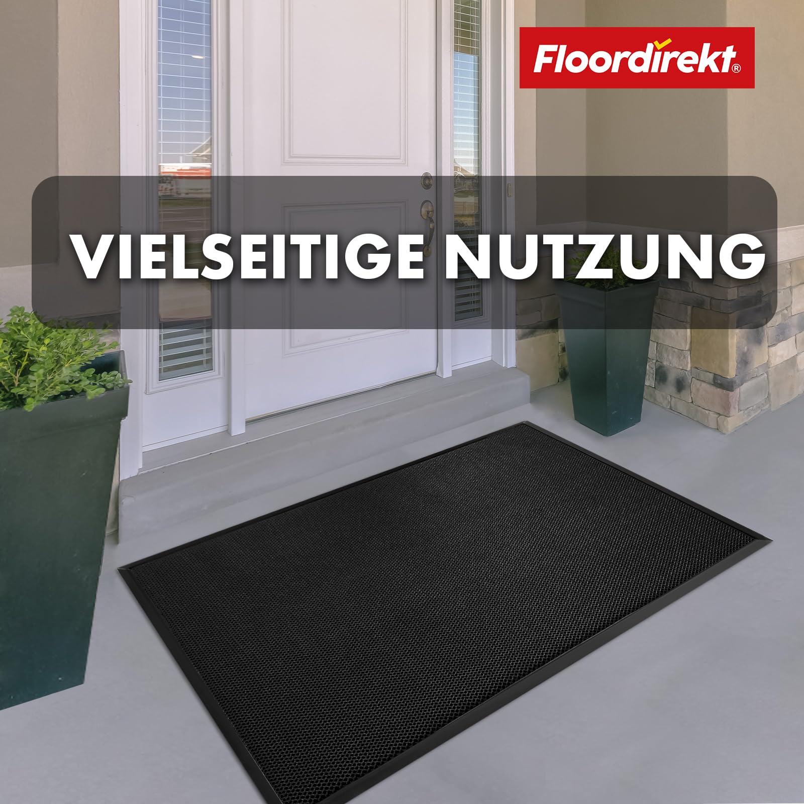 Floordirekt Zerbino Imperial 1000 con innovativa Rete 3D, Antiscivolo, per Ingresso, zerbino (Nero, 90 x 150 cm)