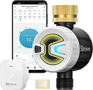 Bewässerungscomputer WLAN mit Messing-Wassereinlass, APP-Steuerung über 2,4 GHz WLAN und Bluetooth, Niederschlagsverzögerung, manueller/automatischer Bewässerungscomputer