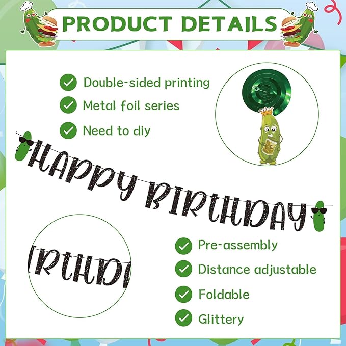 Kit Decoración Fiesta Temática Pepinillo 10 Piezas miniatura 4