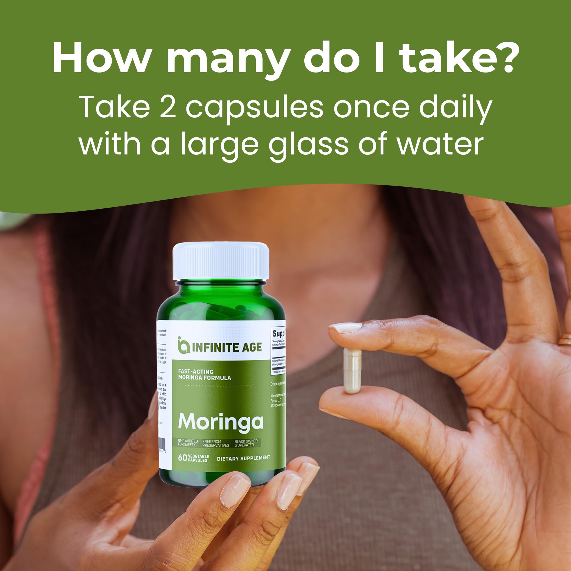 INFINITE AGE 1000mg Organic Moringa Leaf Powder Capsules, 60 Count - Made in The USA, Vegan, Gluten Free, All-Natural - Antioxidants, Liver and Kidney Support Supplement — Amazon image 5
