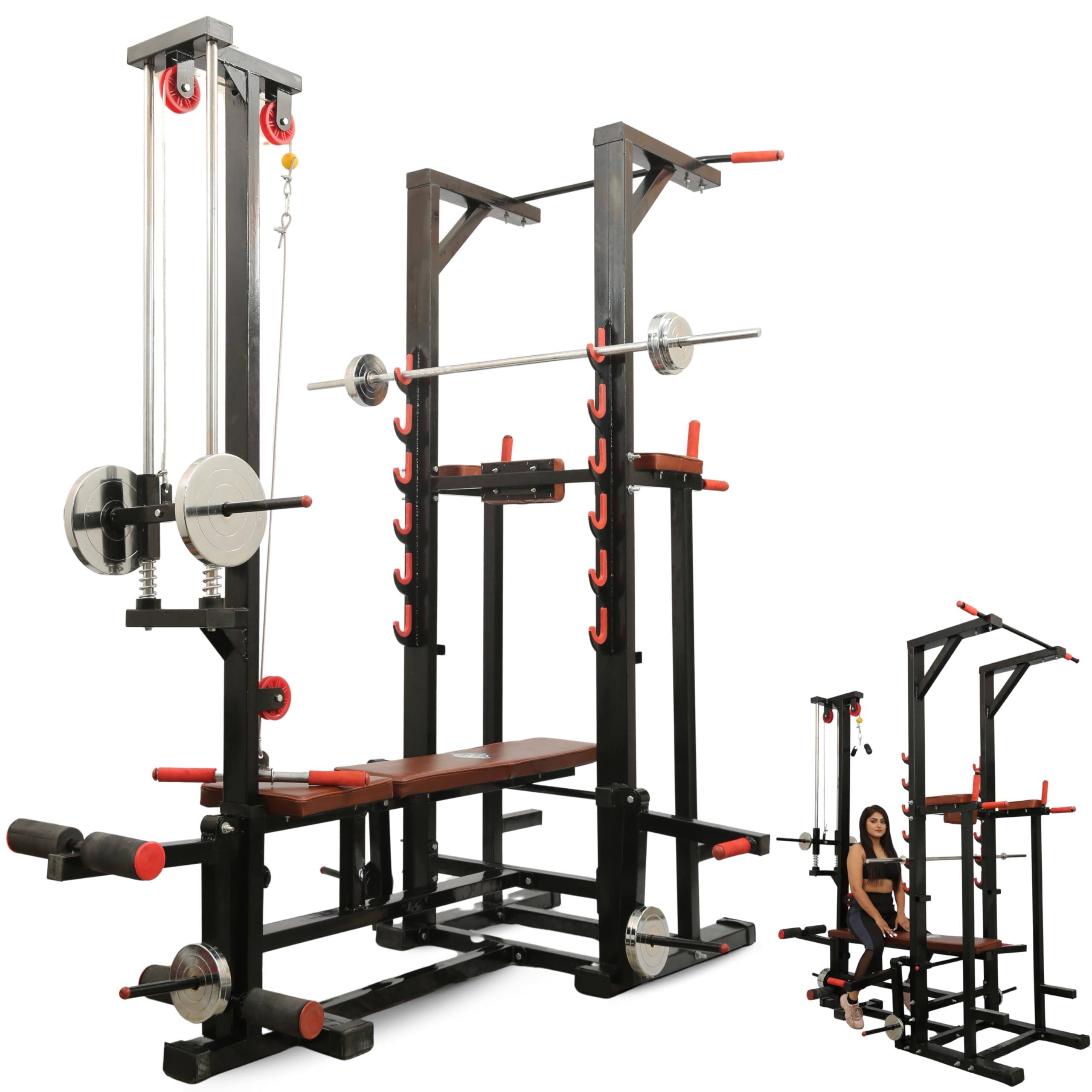 Titan X 20-in-1 ABS Tower Pro Multifunctional Home Gym Bench with J-Hook, Lat Pulldown, Leg Curl & Extension, Dip Station and Adjustable Incline/Decline for Complete Full-Body Home Workouts-image-36