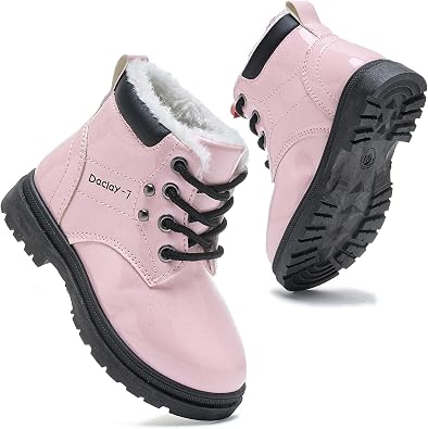 Daclay Kids Boots Children Boys and Girls Candy-Colored Waterproof and Velvet Boots