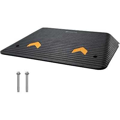 VEVOR 4" Rise Rubber Threshold Ramp, 35.5" Wide Wheelchair Ramp Doorway, Natural Curb Ramp, 33069Lbs Load Capacity, Non-Slip Textured Surface Rubber Curb Ramp for Wheelchair and Scooter