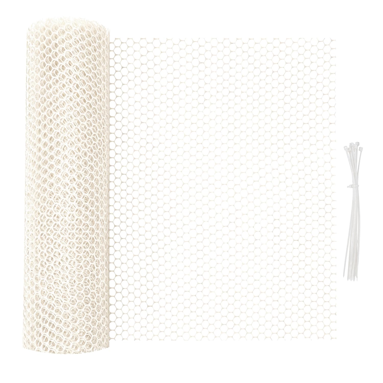 Vexnaro Plastic Fencing and Netting Cuttable Animal Wire Mesh, 5 m x 40 cm Roll Mesh Fence, Durable Garden Fence for Cat Dog Rabbit Barrier Tree Trunk and Plant Protectors (White)