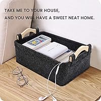 Vista 2 de Small Storage Baskets Felt Rectangle Basket Storage Bins for DVD CD Record Cord Books Video Electronics Items Remote TV Cabinet Organizer with dark