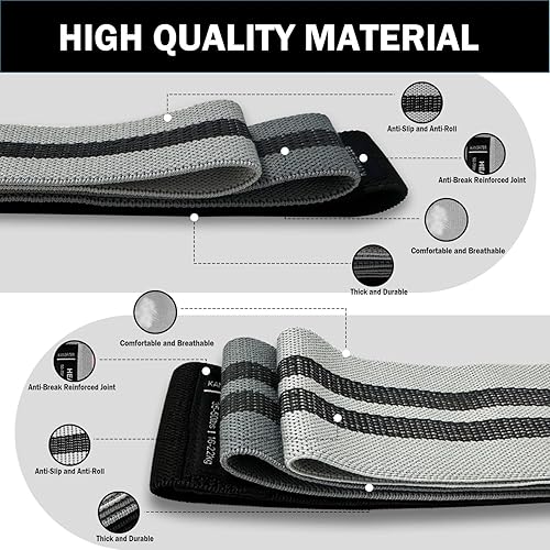 Miniatura 3 de Large Fabric Resistance Bands for Working Out, Loop Exercise Bands for Booty Leg, Butt, Glutes, Stretch Workout Bands for Women & Men, Hip Elastic