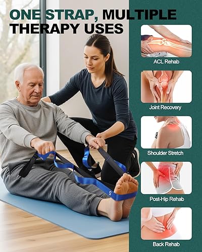 Miniatura 5 de Trideer Correas elásticas con bucles, correas de yoga no elásticas para estirar, bandas elásticas de nailon duraderas para ejercicio, terapia