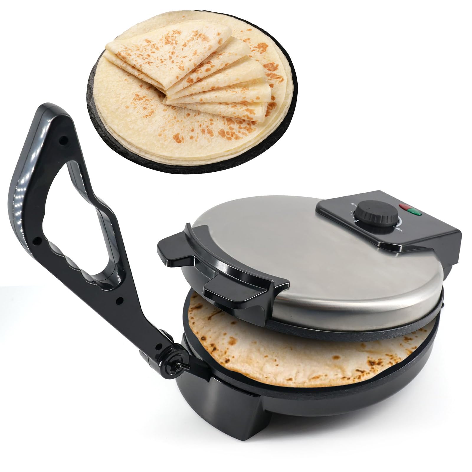 Machine à Roti Électrique, Presse à Tortillas 10 Pouces à Chaleur Réglable