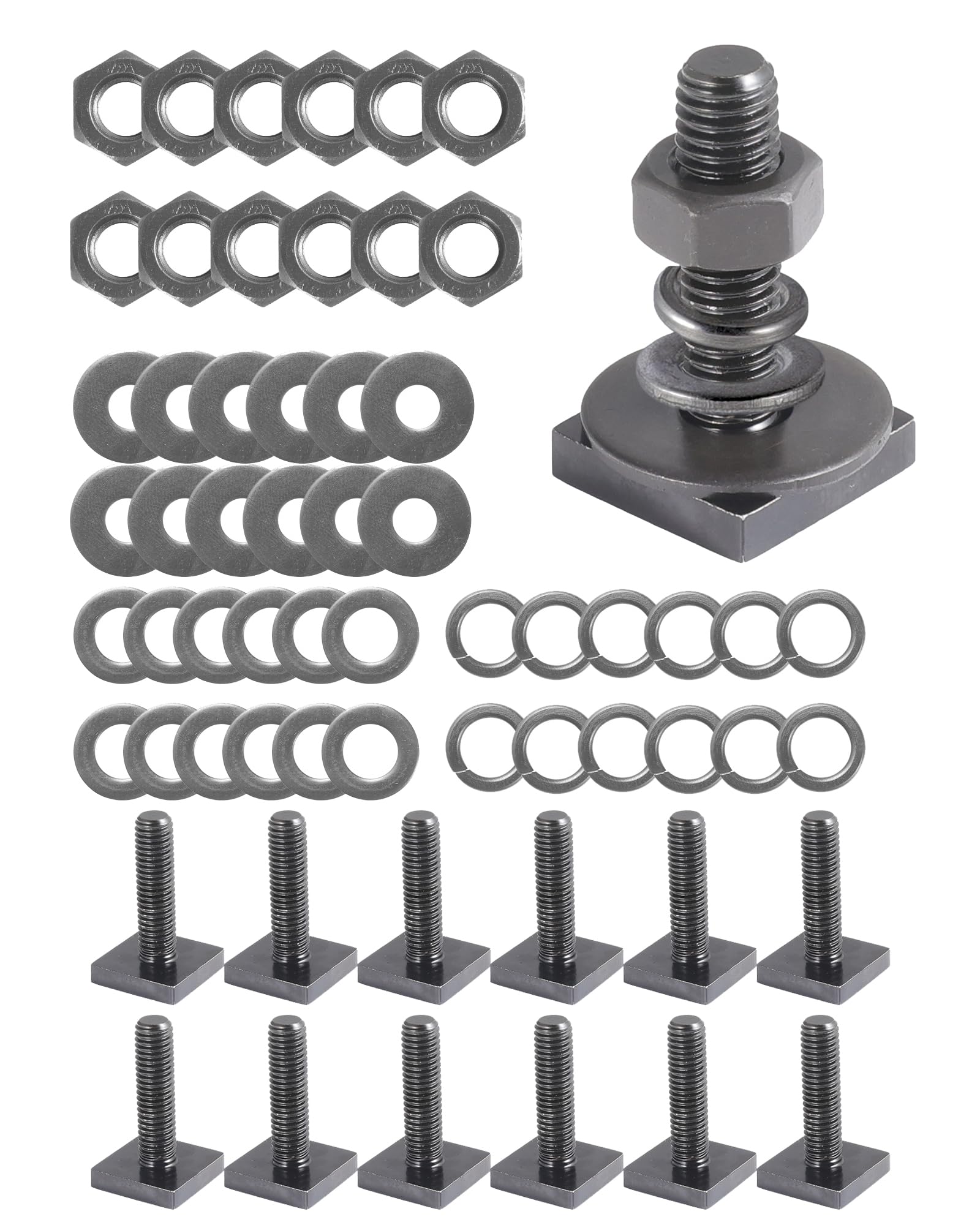 T Slot Bolts for Thule, Yakima Roof Rack Cross Bars, Platform, Cargo Basket, Stainless Square T Track Bolt Adapter to Secure Bike/Ski/Kayak Rack, Solar Panel, Awning, 4mm Thick
