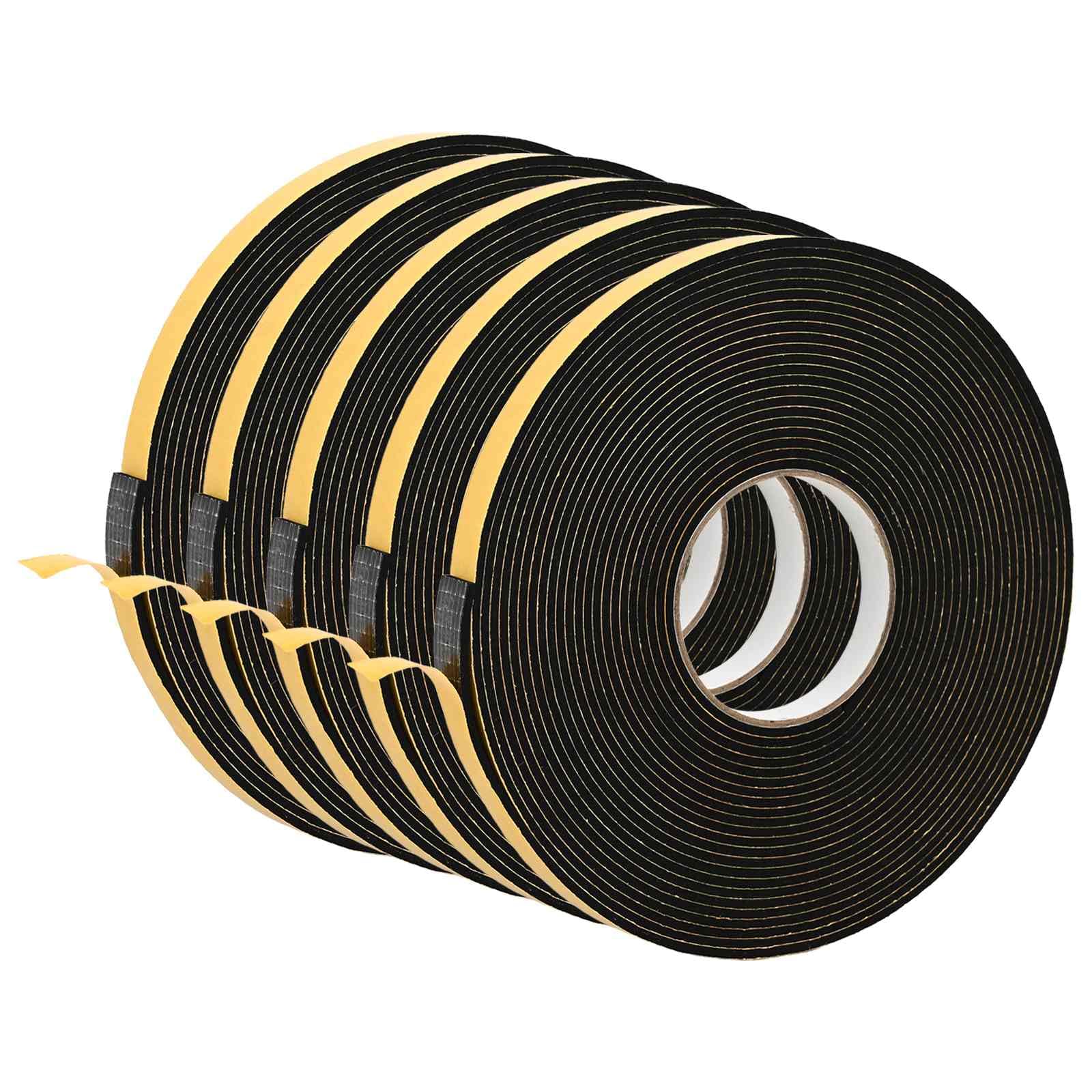 vidaXL 5 Pack Black 15mm x 10m CR Foam Tape Round CR Foam Retains Moisture, Effective and Universal Insulation