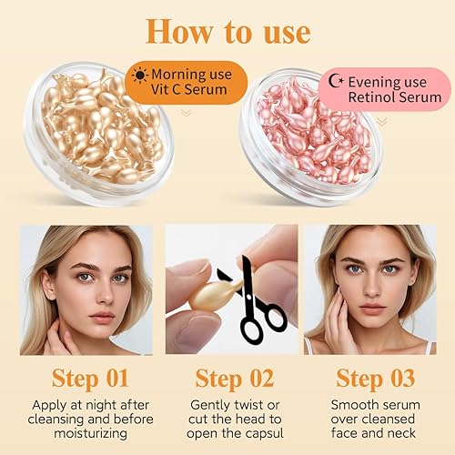 Miniatura 6 de Suero de vitamina C y retinol HKH para la cara - Cápsulas de aceite de vit C con niacinamida para el cuidado antienvejecimiento de la piel -