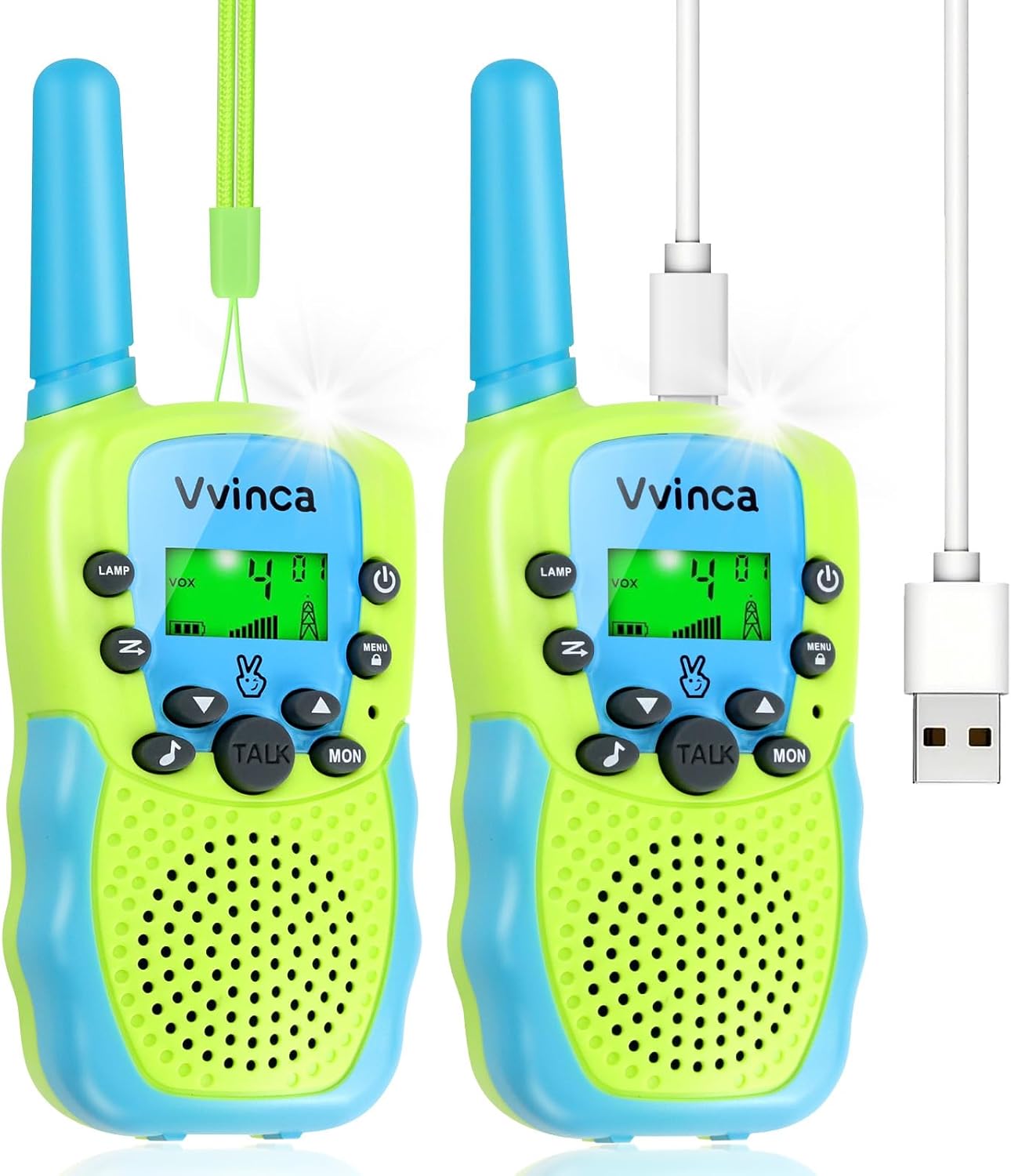 Vvinca Walkie Talkies for Kids Rechargeable Toys for Ages 5-7, Long Range 22 Channels 2 Way Kids Walkie Talkie with Flashlight for Camping Hiking Indoor Outdoor 3 4 5 6-12 Boy Girl Christmas Birthday