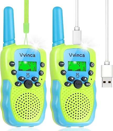 Miniatura 19 de Walkie Talkies para niños, juguete recargable de largo alcance para regalo para edades de 3 4 5-7 8-12 años, niña niño con 22 canales, radio de 2
