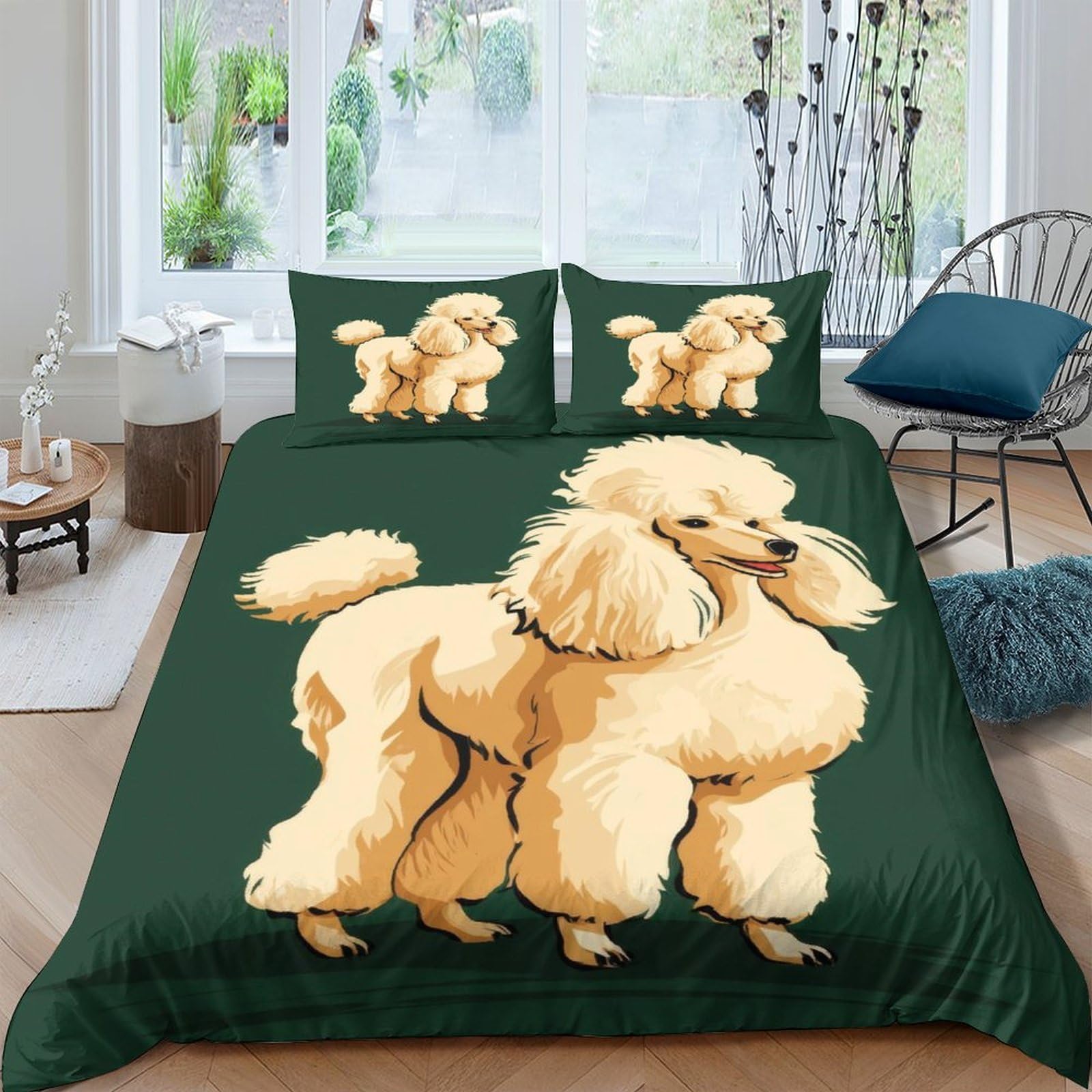 Ctjqhvkz Style-4 3D Printed Cream Poodle Fitted Sheet Microfiber Soft Bed Cover For Bedroom Guest Room Dorm Mattress Protection Decor Single（135X200cm）