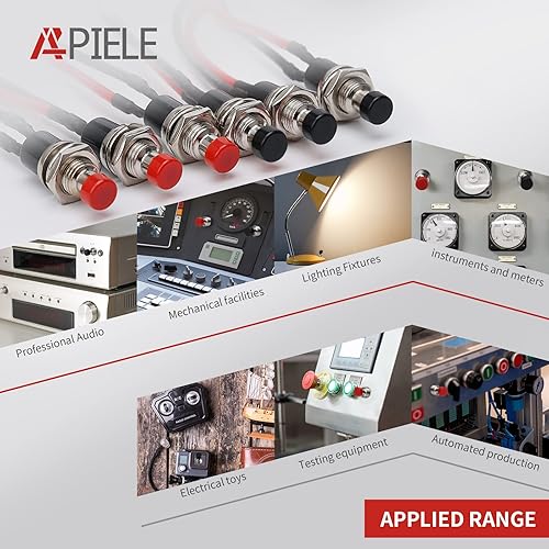 Miniatura 7 de APIELE Interruptor de botón momentáneo 0.276 in SPST 1A 250V AC 2 Pin NO Mini interruptor momentáneo con 7.874 in pre-soldado 10 piezas (rojo)