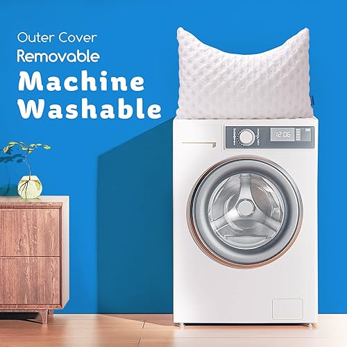 Miniatura 7 de Almohada refrescante para dormir de lado para dolor de cuello y hombros, almohadas de cama curvadas de espuma viscoelástica triturada de lujo para