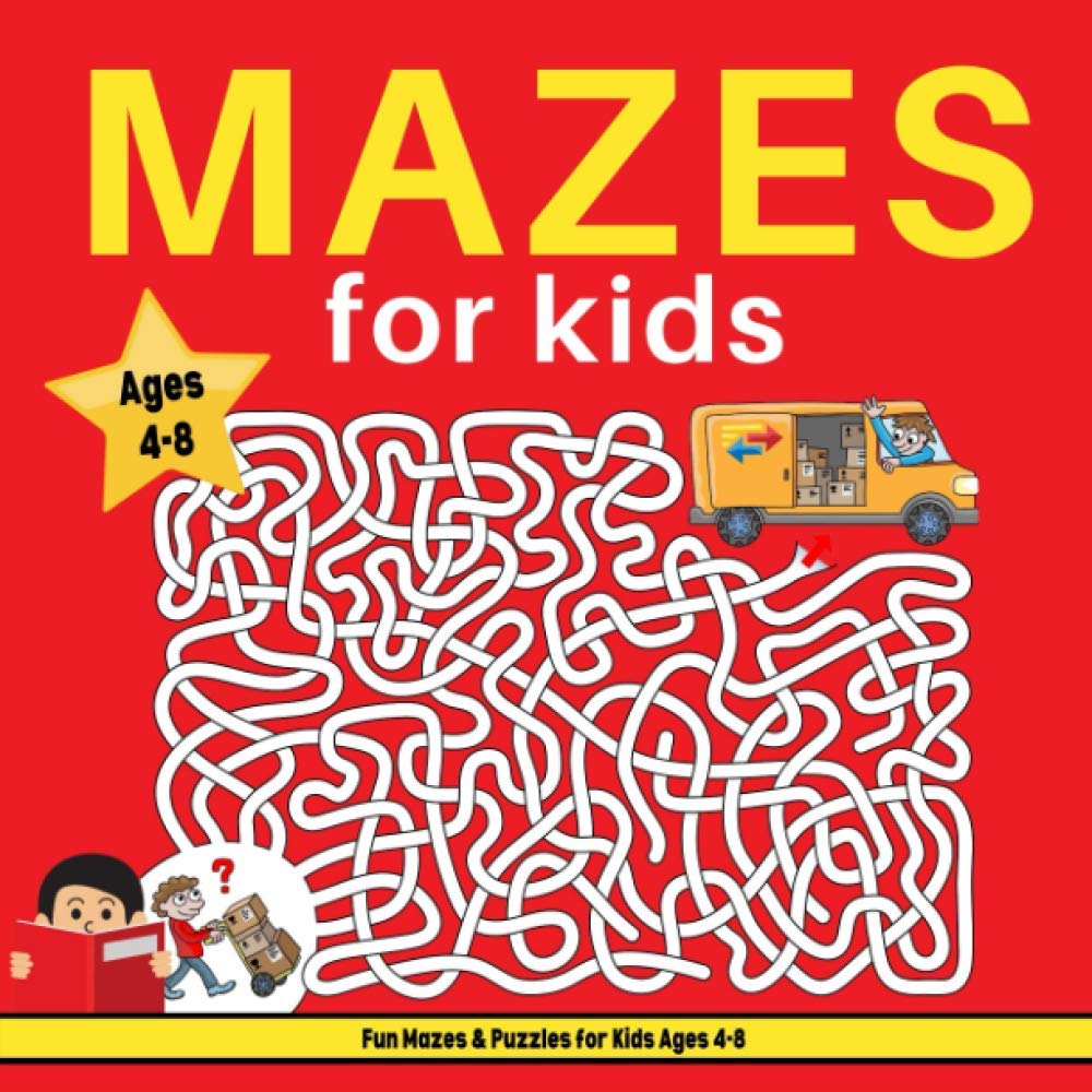 Uncle AmonMazes for Kids Ages 4-8: Fun and Challenging Maze Puzzle Activity Book | Red