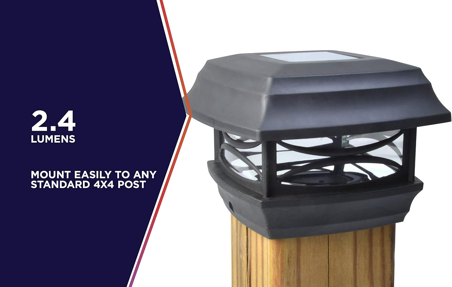 Moonrays 91253 (Black) Solar LED Cap Lamp 4x4 Wooden Posts, 4-Inch