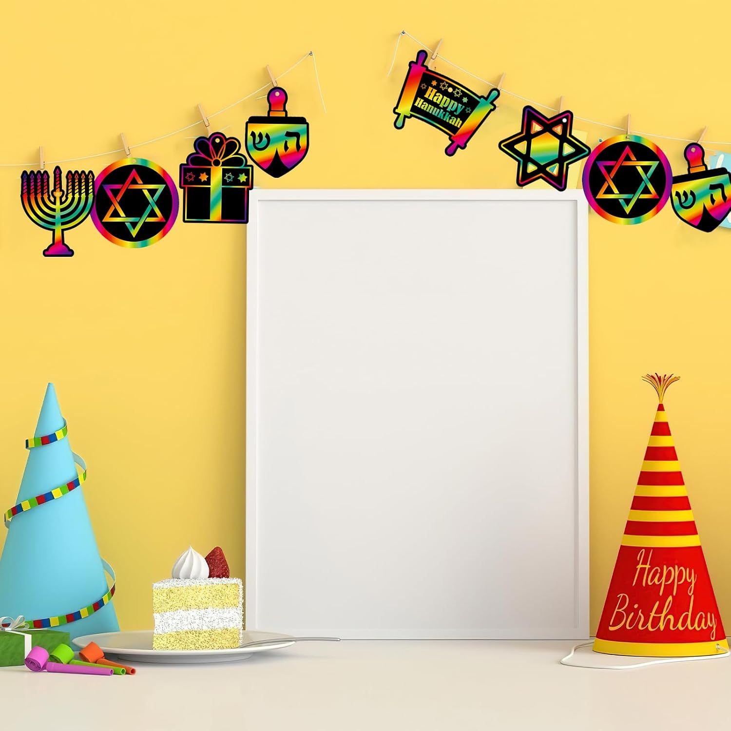 Qpout 24 Pack Hanukkah Scratch Art Greeting Cards