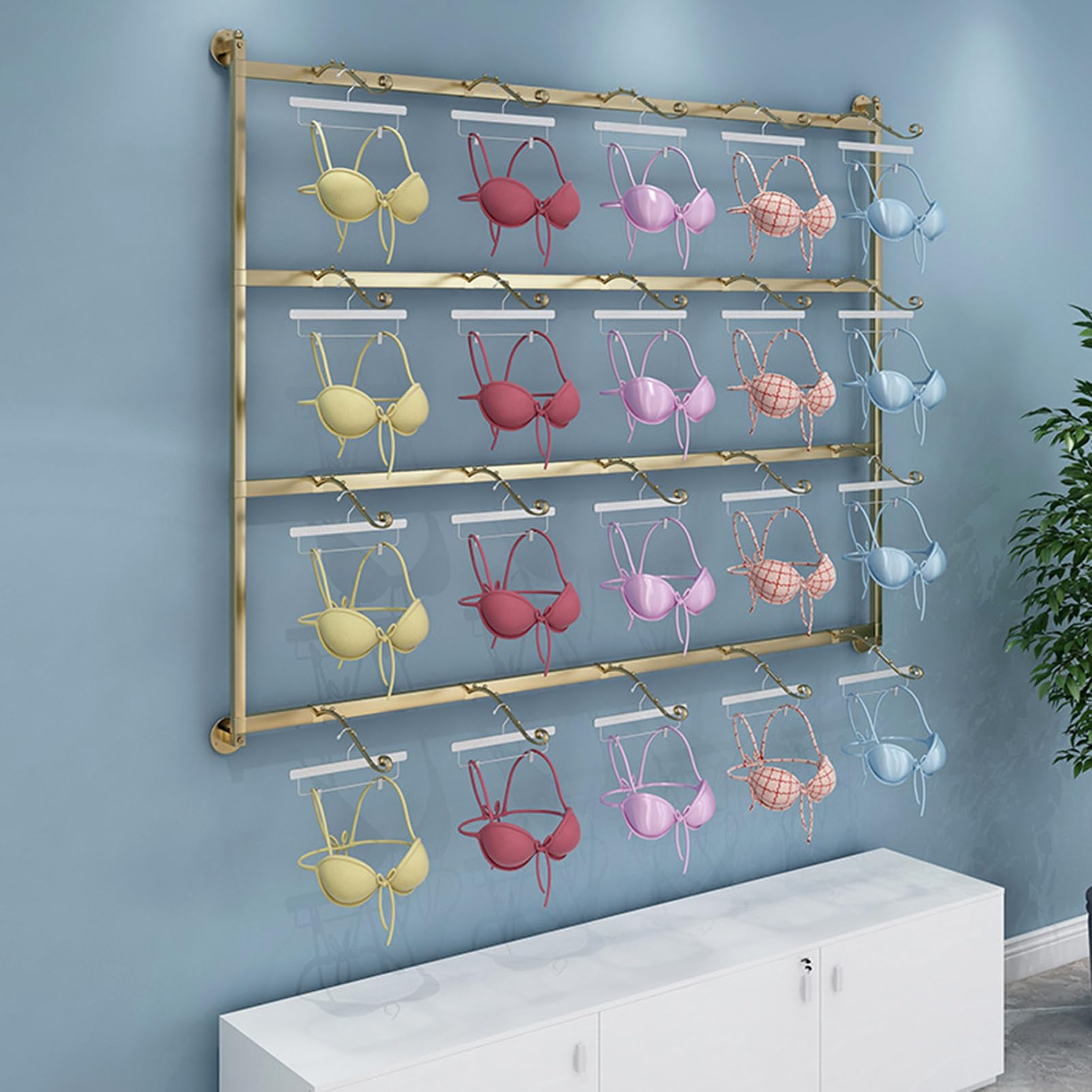 Amazon｜壁掛け下着ディスプレイラック、4層ブラジャー下着