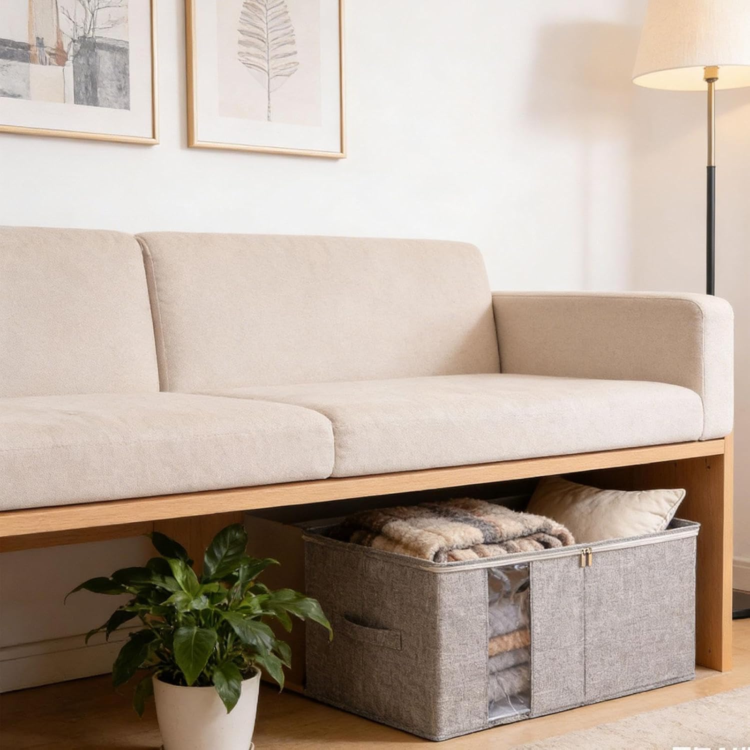 2X Closet Storage Container Dust Resistant Storage Organiser with Zip Stackable Sweater Clothes Organizer for Comforters, L