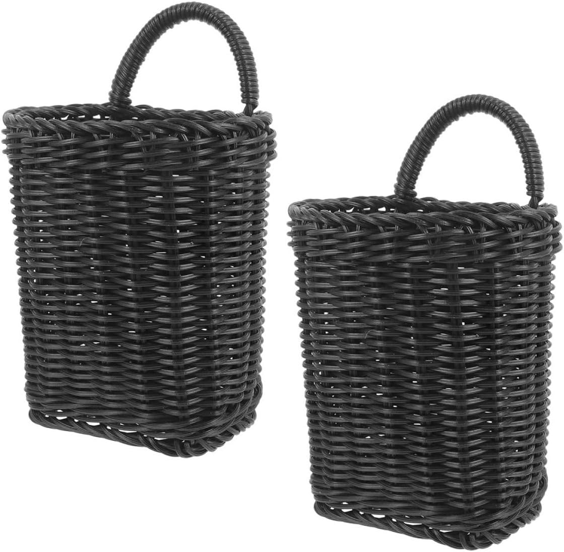 2pcs Black Plastic Wall Hanging Basket for Veggies Storage