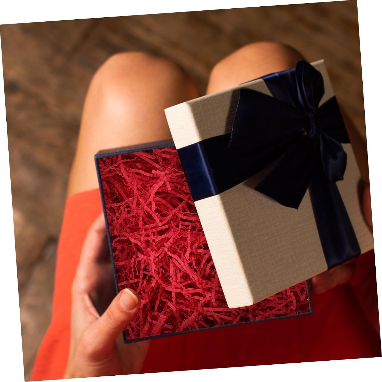 NIYANGLE Red Crinkle Shredded Paper Box Filler for Gift Wrapping, Xmas