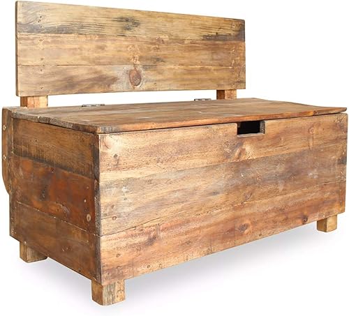 Tidyard Banco de almacenamiento de madera maciza recuperada 33.9"x15.7"x23.6"