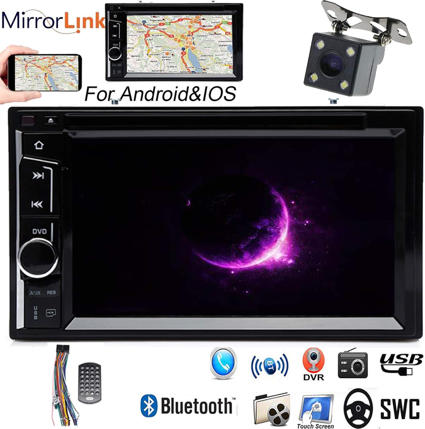 Double 2 Din Touch Screen Car Stereo Indash Radio with