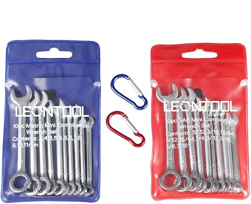 Juego de llaves SAE pequeñas, 10 piezas, acero de alto carbono, cromado