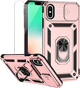 For IPhone 12 Mini Case With Camera Lens Cover Screen Protector, Dual Layer Military Grade Drop Protection Magnetic Ring Holder Kickstand Protective Phone Case For IPhone 12 Mini 5.4 Inch (Dark