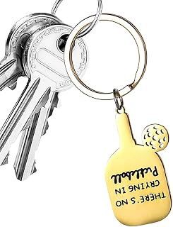 Pickleball Charm - Engraved Inspirational Sports Keychain | Motivational Backpack Charm, Stainless Steel Pendant, Durable Everyday Accessory | Gift For Pickleball Players, Coaches