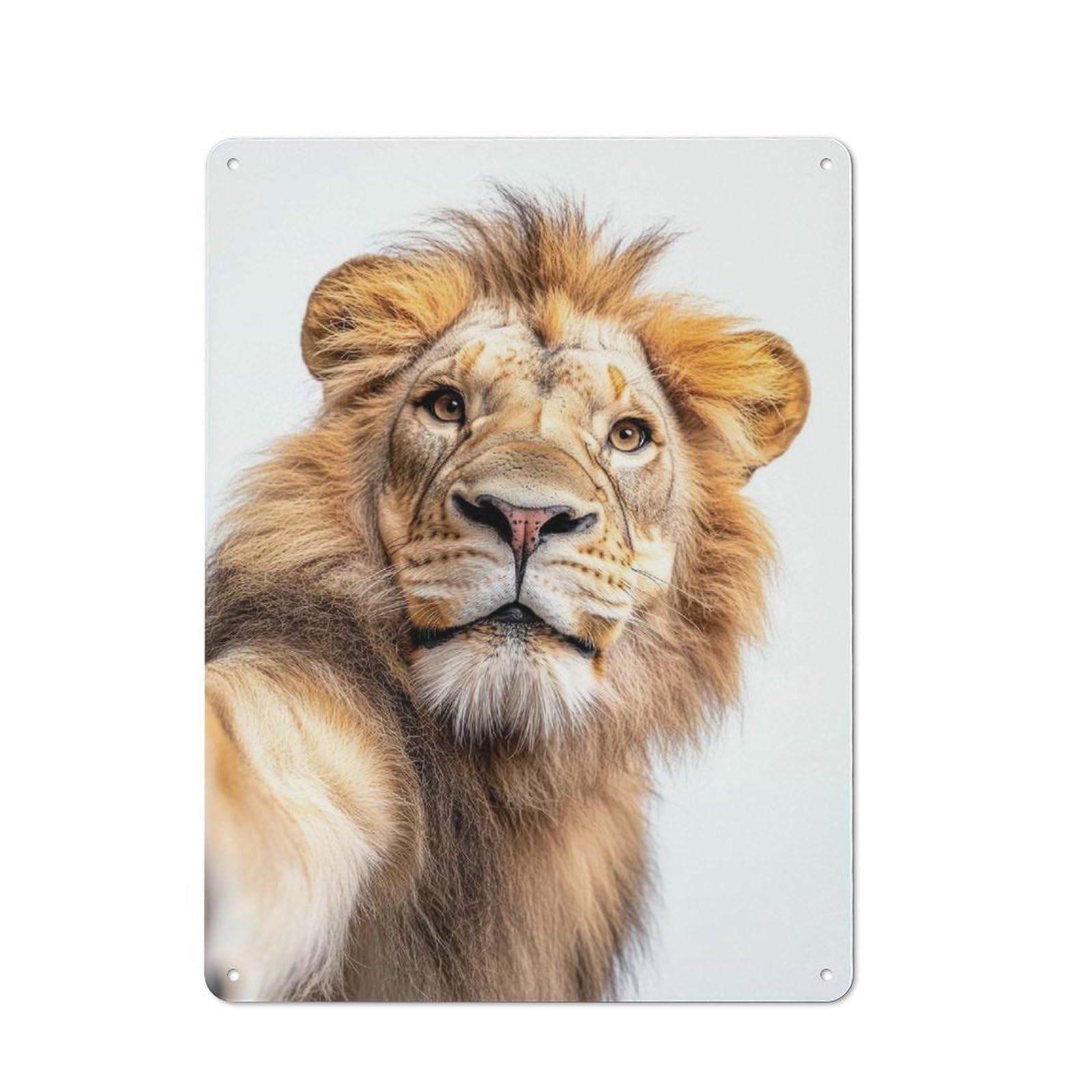 Junmoney Lion Selfie Metal Sign 40X30cm With For Hallway Wall, Rustic Decor, For Furnishing A New Hallway With Rustic Decor