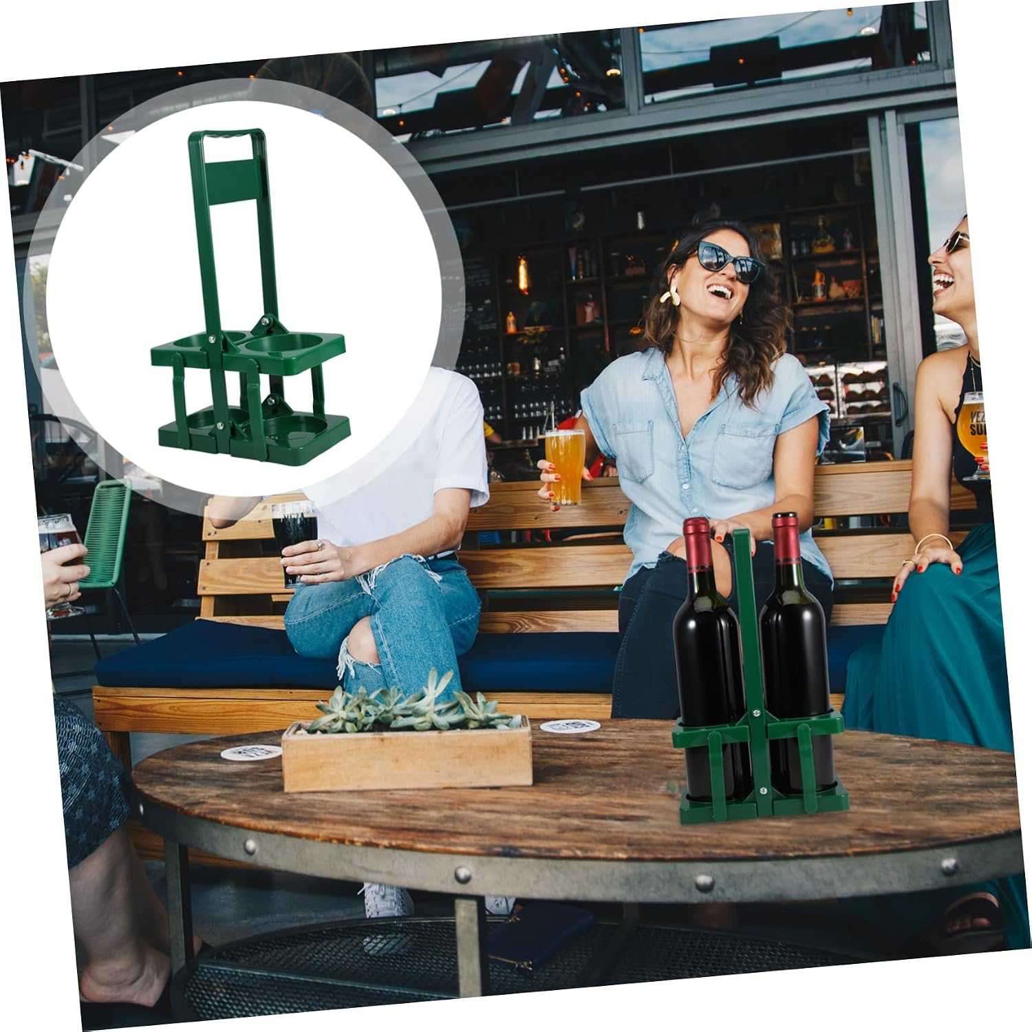 OUNONA Folding Beer Carrier Handle Portable Wine Bottle Holder for Space-Saving Design for Picnics and Outdoor Events