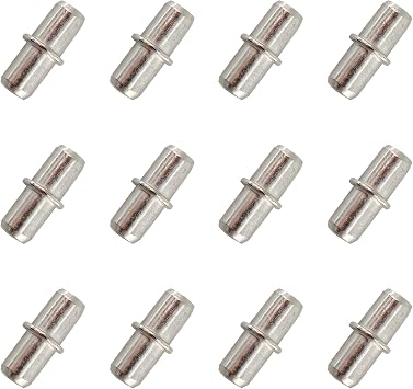 50Pcs 5x15mm Shelf Pegs, Metal Shelf Pins Nickel Plated, Heavy Duty Shelf Supports Pegs Studs for Wooden Shelves, Cabinets, Bookshelves, and More