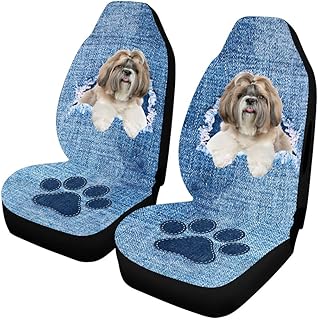 Dog Seat Covers Shih Tzu Denim Car Seat Cover Waterproof Seat Cover Dog Paw Seat Protectors Dog Mom Dog Dad Car Accessories Car Seat Cover Full Size