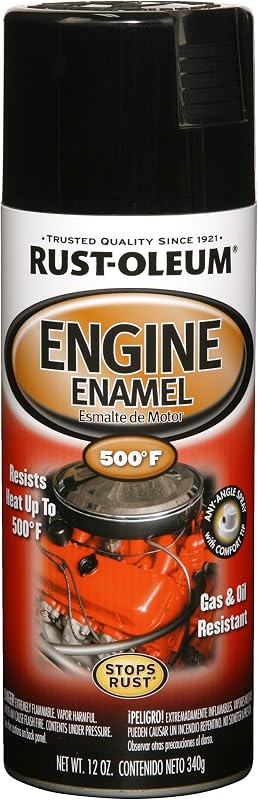 Rust-Oleum 248932 Pintura en aerosol esmaltada para motor, 12 oz, negro brillante