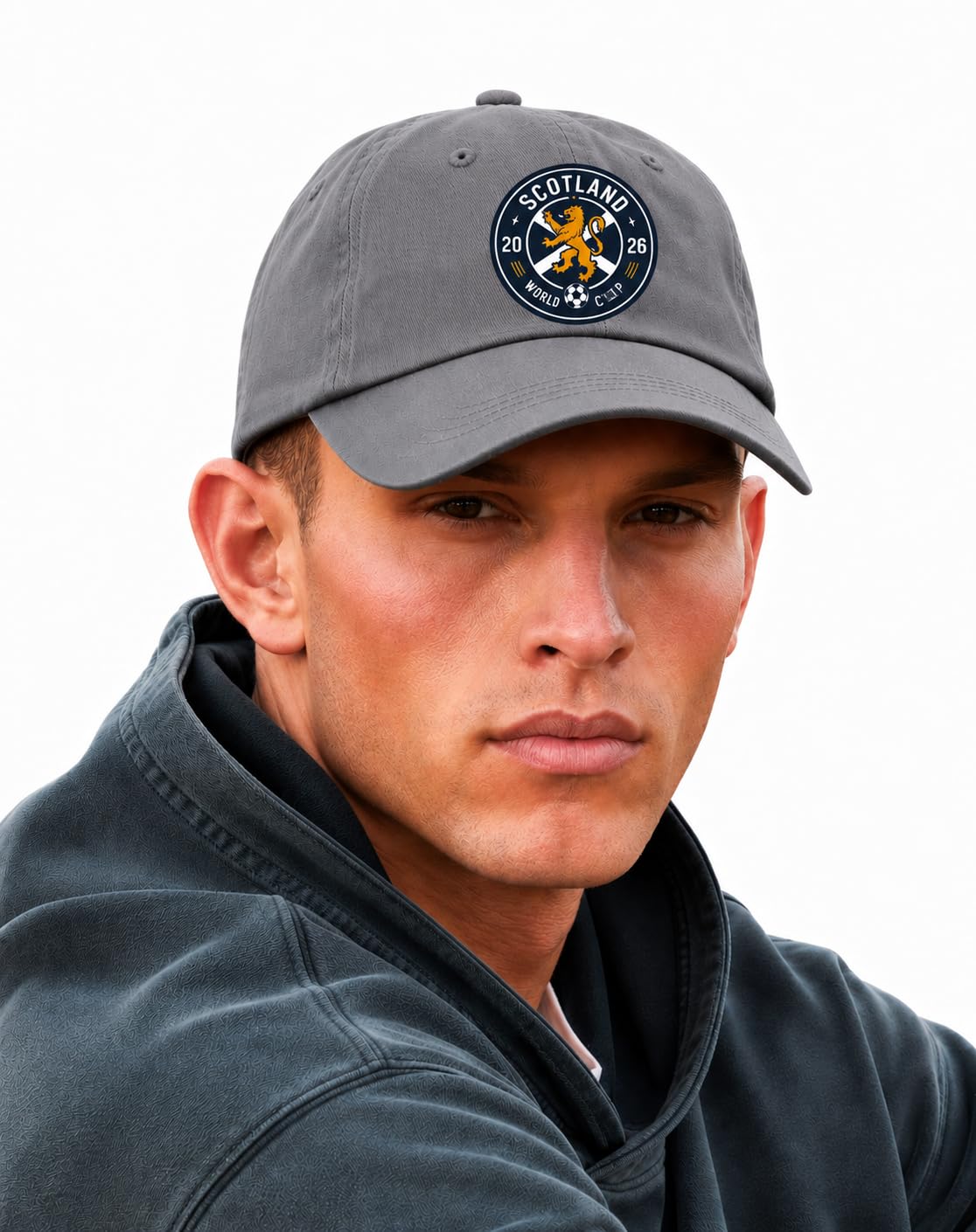 4SP® Scotland World Cup Logo Organic Cotton Dad Cap Hat (Grey)