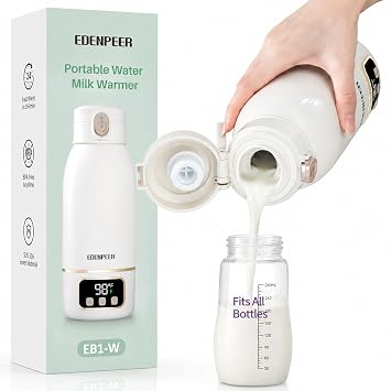 Portable Bottle Warmer for Travel, Heats for Breastmilk & Formula & Water | Precise Temp Control 2X Faster Heating 17 OZ Milk Warmer On the Go Long Battery Life Leak-Proof for Travel & Home Baby Gift