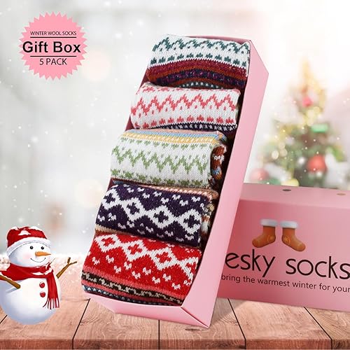 Miniatura 2 de besky Calcetines de lana de invierno para mujer, calcetines de invierno cálidos de punto acogedor para escalada de montaña, esquí y regalos de