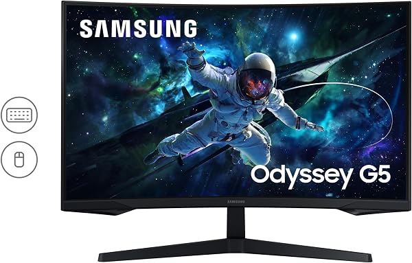 Gros plan sur la dalle incurvée 1000R du moniteur Samsung Odyssey G55C, offrant une immersion accrue.