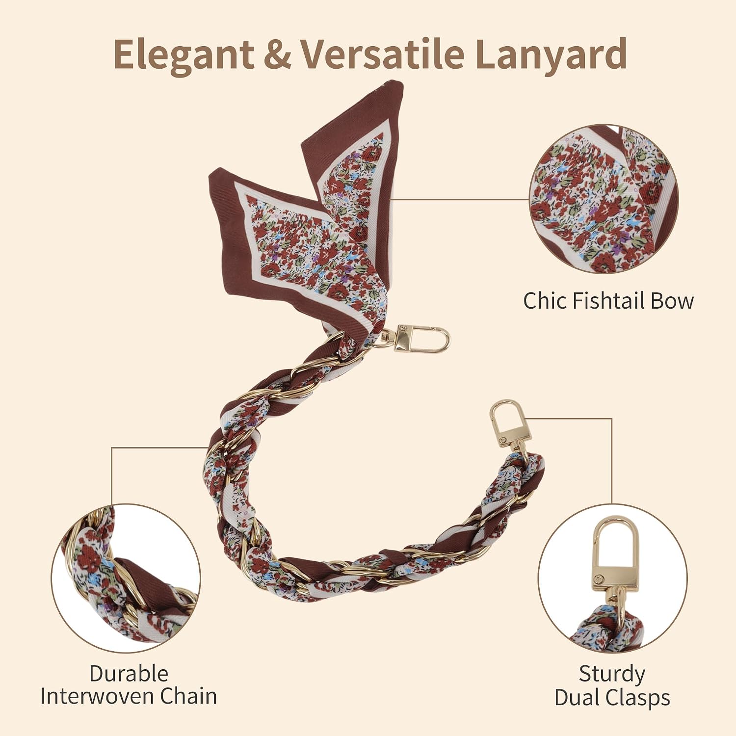 Handbag Straps, Silk Scarf Series Short Phone Strap Lanyard, Metal Phone Lanyard with Scarf Charm, Replacement Straps for Handbags Purse, Red, 1 Pc