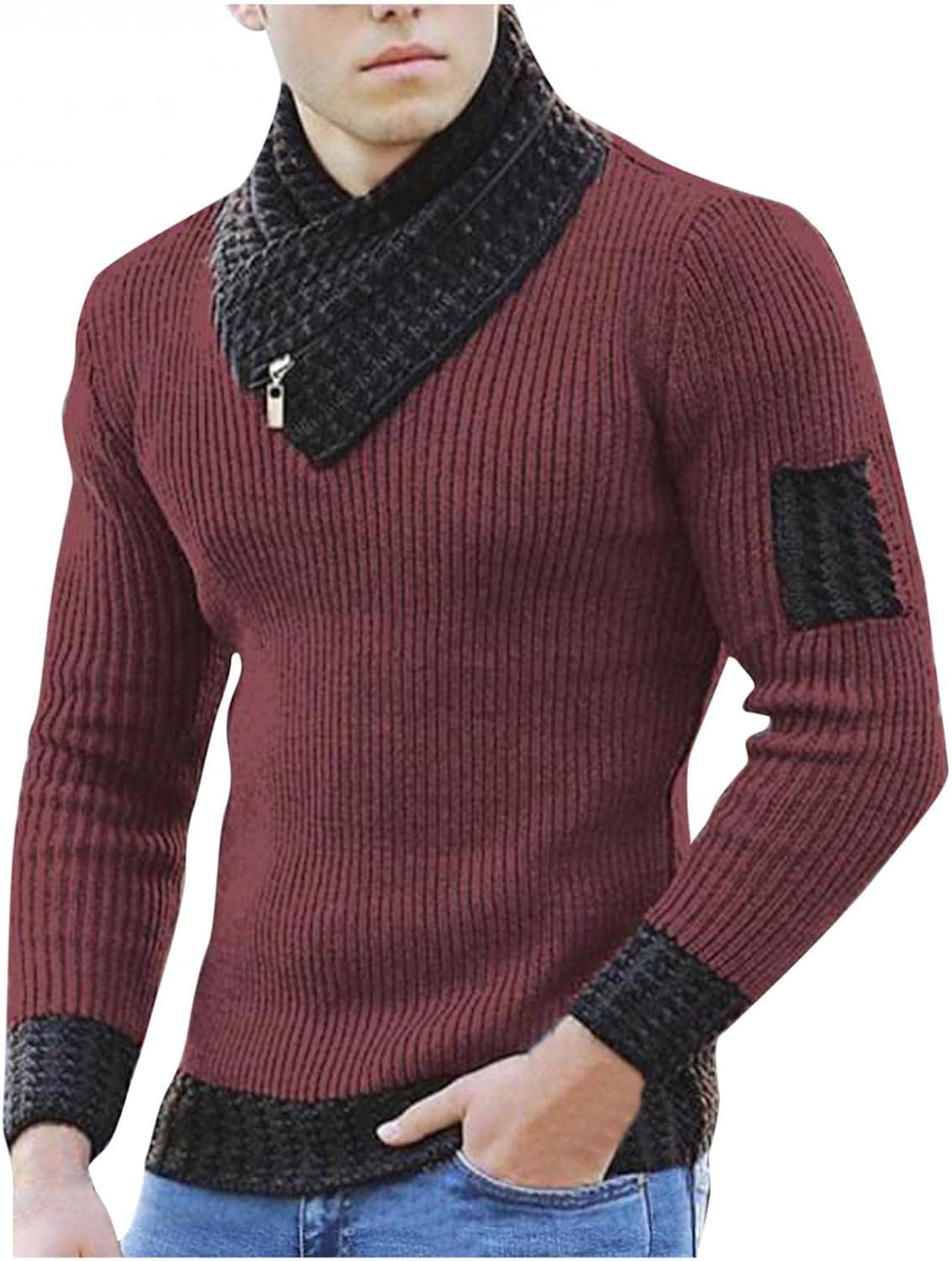 XXBR Suéteres de punto para hombre, otoño e invierno, cuello redondo, botón de cuerno, cuello alto, cárdigan casual cálido